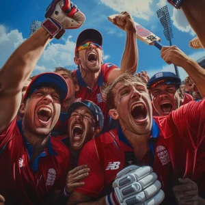 An ecstatic moment as an England cricket team