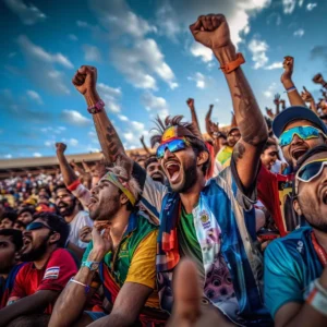 Cricket fans enjoying match at Nassau County International Cricket Stadium,