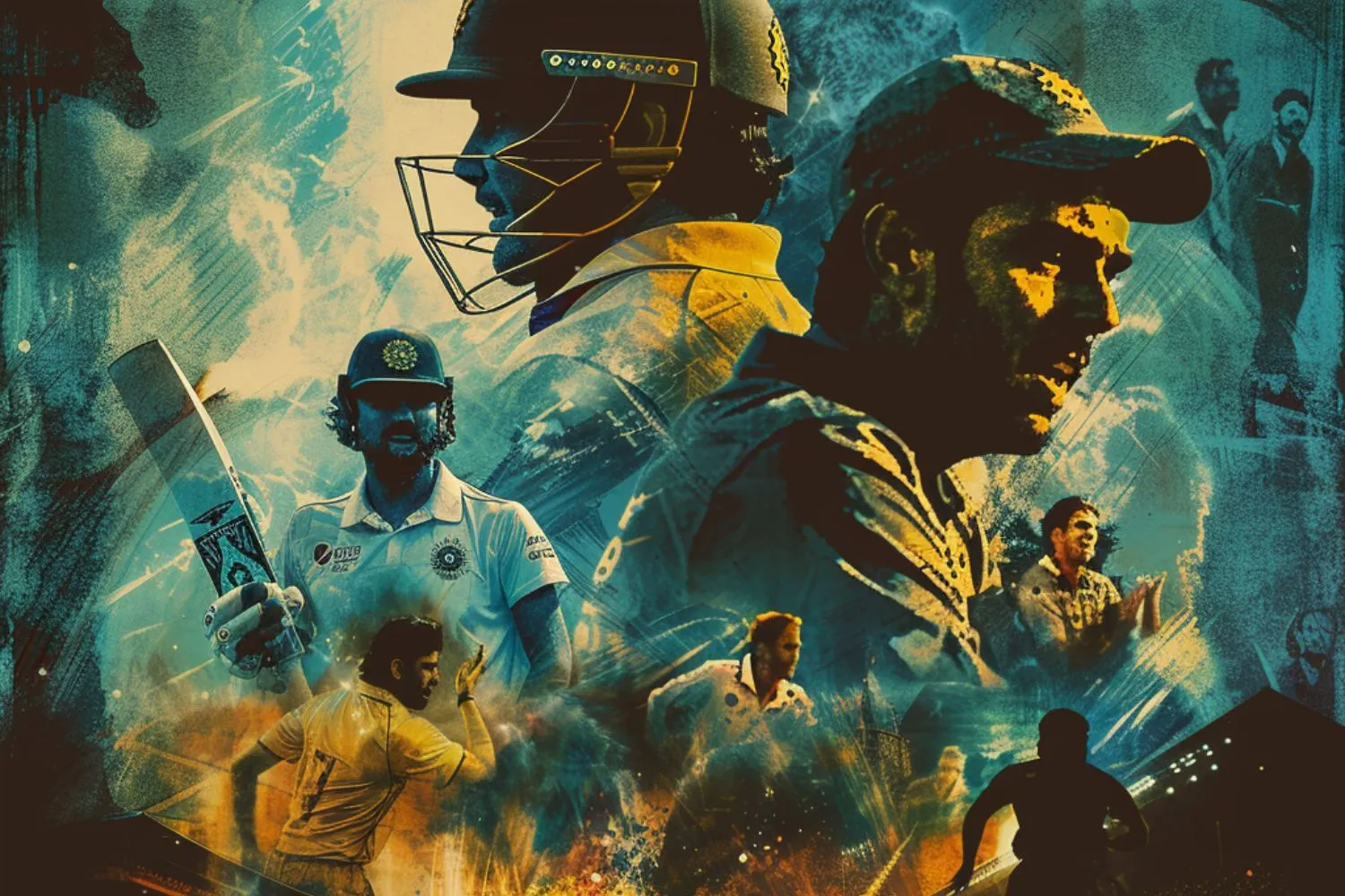 Energetic and bold scenes of Indian cricketers, illustrating the competitive spirit of Group A in T20 World Cup 2024.