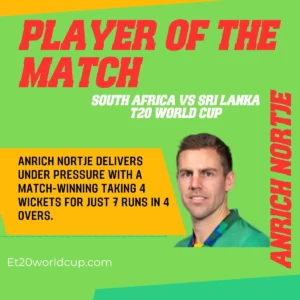 Player of the match SAvs SL t20