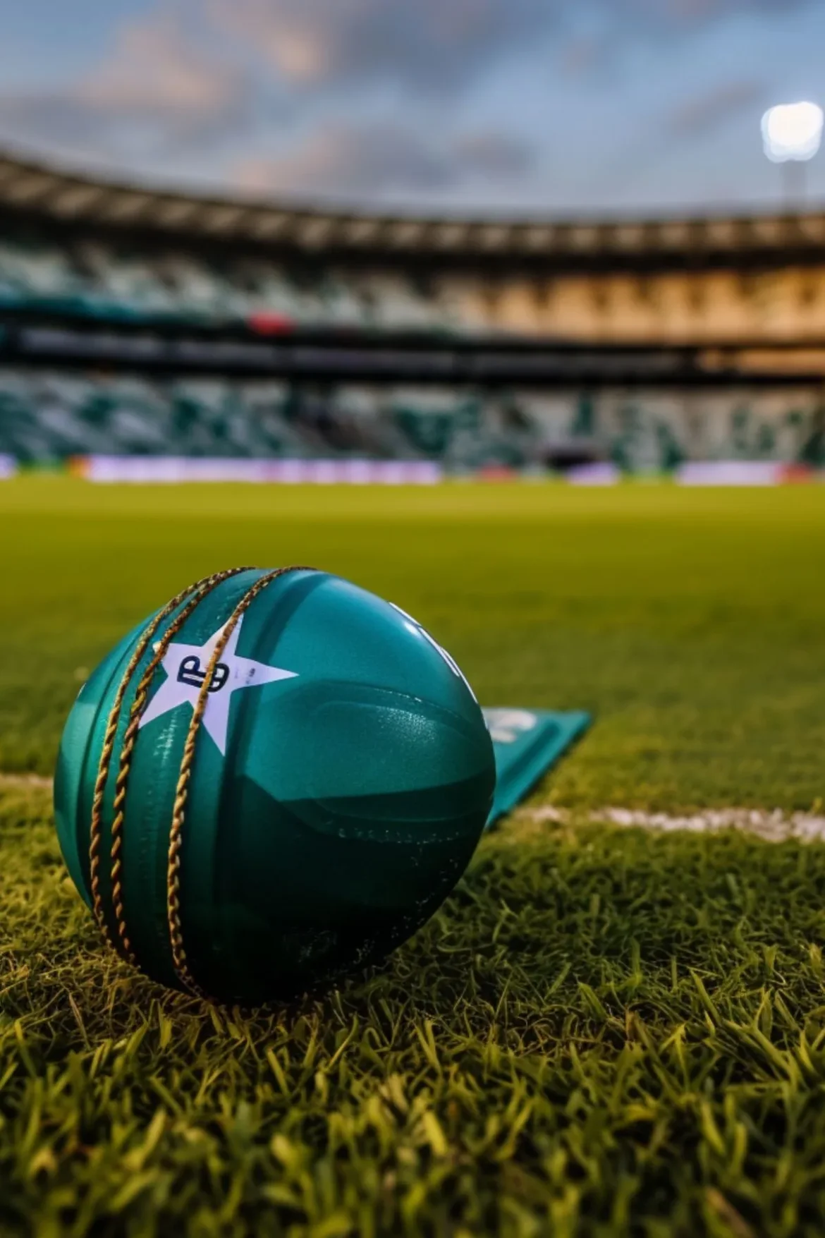 A panoramic view of the lush green outfield at Sir Vivian Richards Stadium