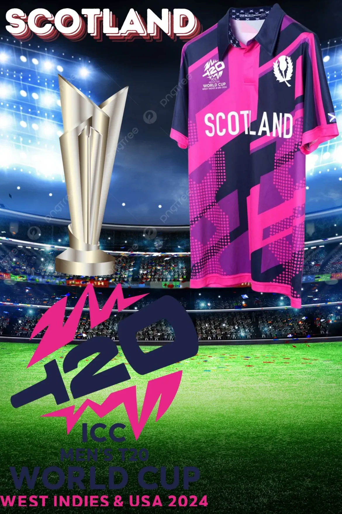 T20 world cup 2024 Scotland Schedual shirt image