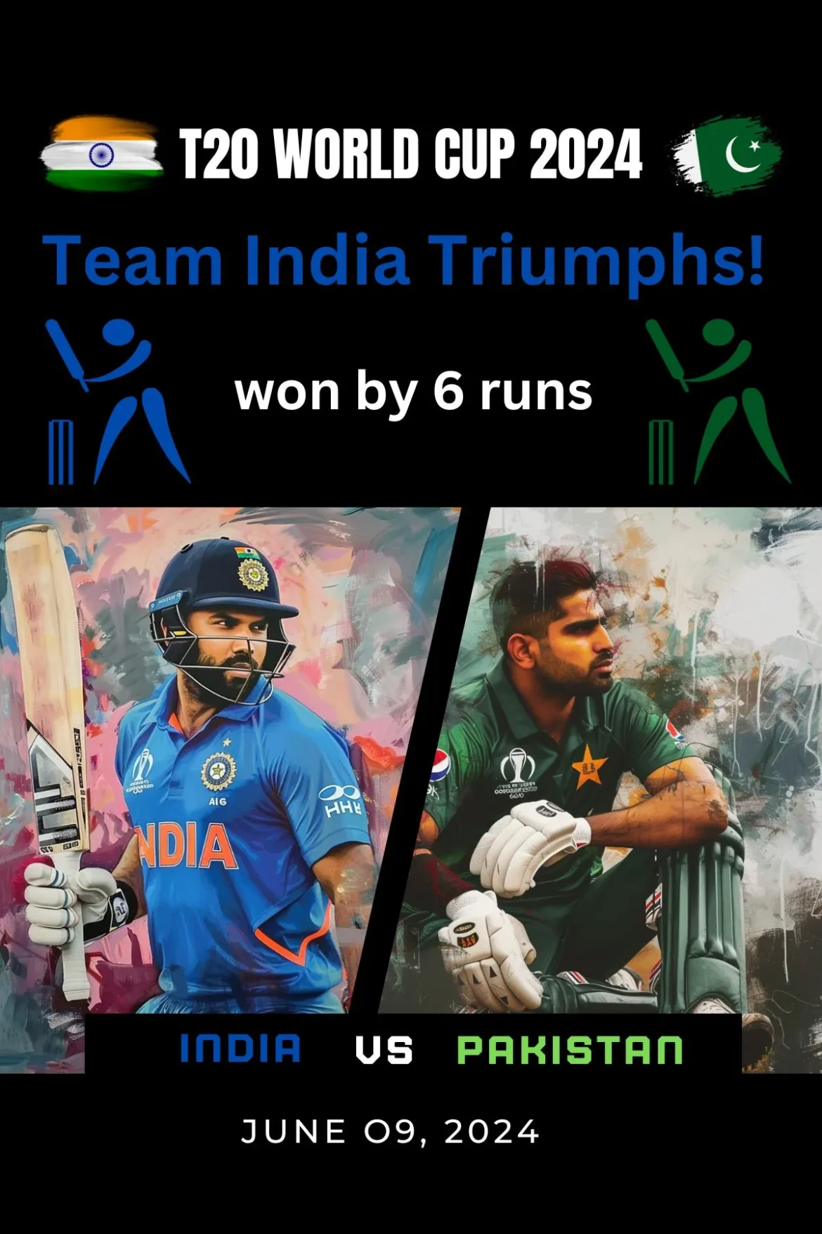 INDIA vs PAKISTAN T20 WORLD CUP 2024, INDIA WON