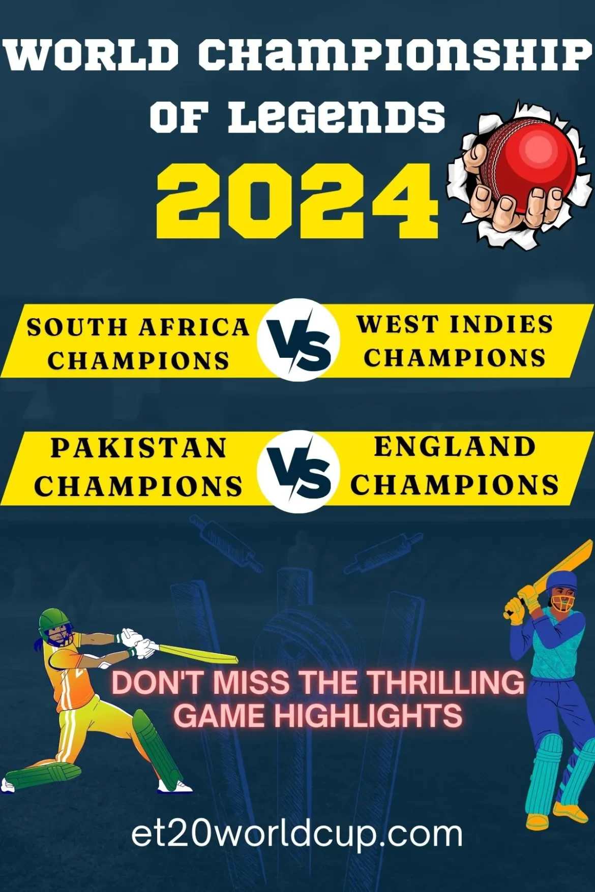Match Summaries of South Africa champions vs West Indies Champions and Pakistan Champions vs England Champions