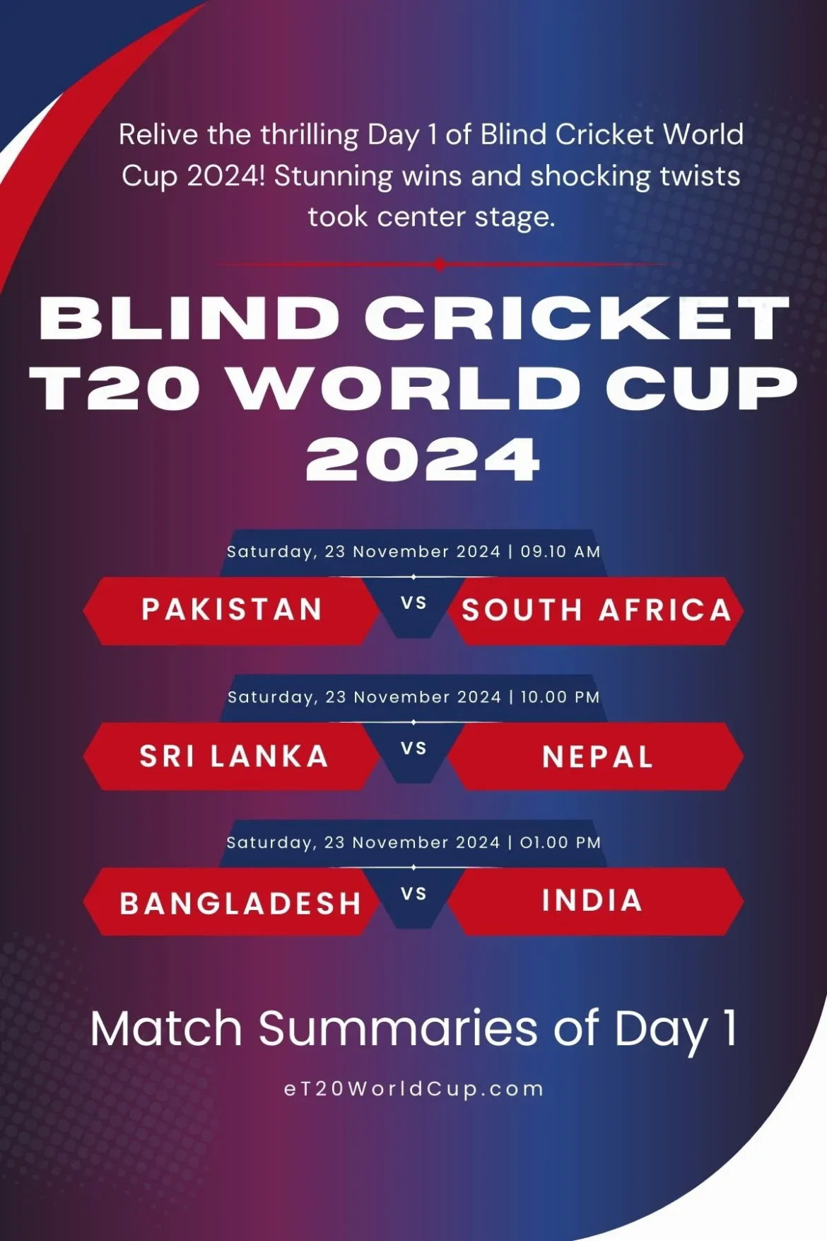 Day 1 of Blind Cricket
